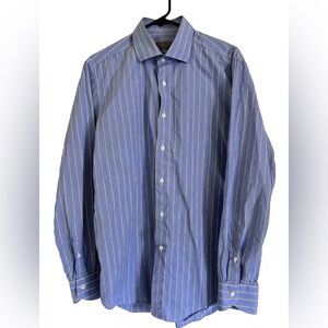 Canali 1934 Italy Dress Shirt Men 16/ 41 Blue Cotton Button Up  Long Sleeve